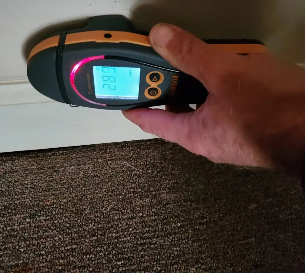 Moisture detection at baseboard during Burst Pipe Cleanup in Batesville