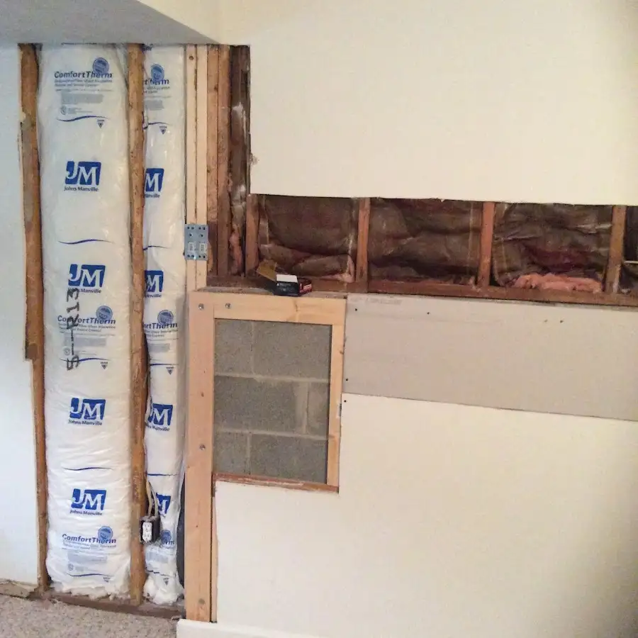 Wall insulation replacement during Basement Flood Cleanup in Batesville